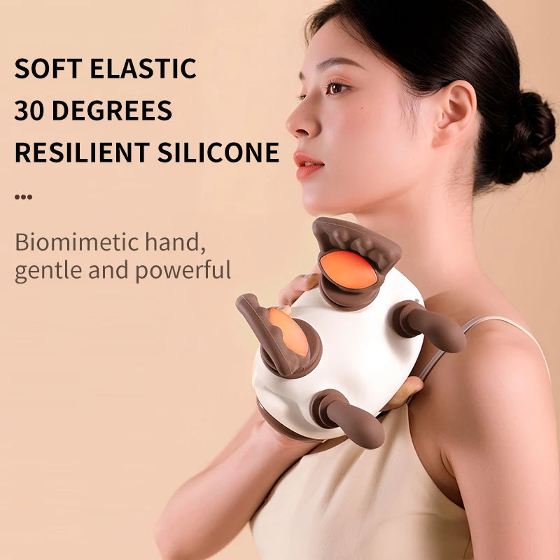 Massage Master Neck and Shoulder Electrlc Cervical Neck Massager with Heat 3-Speed for Back Pain Relief Scalene and Relax Muscle