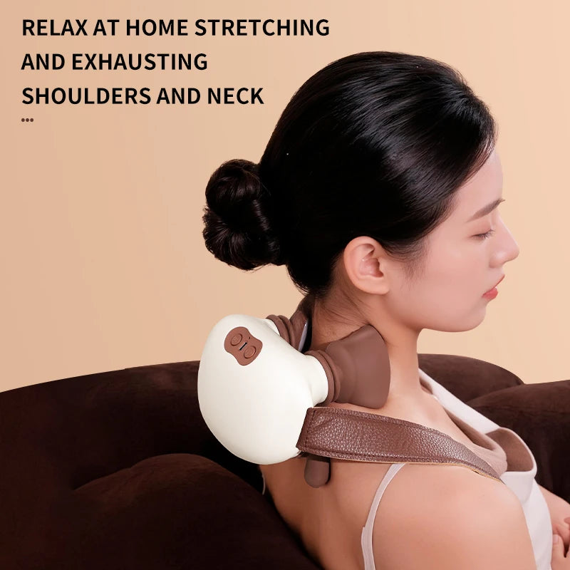 Massage Master Neck and Shoulder Electrlc Cervical Neck Massager with Heat 3-Speed for Back Pain Relief Scalene and Relax Muscle
