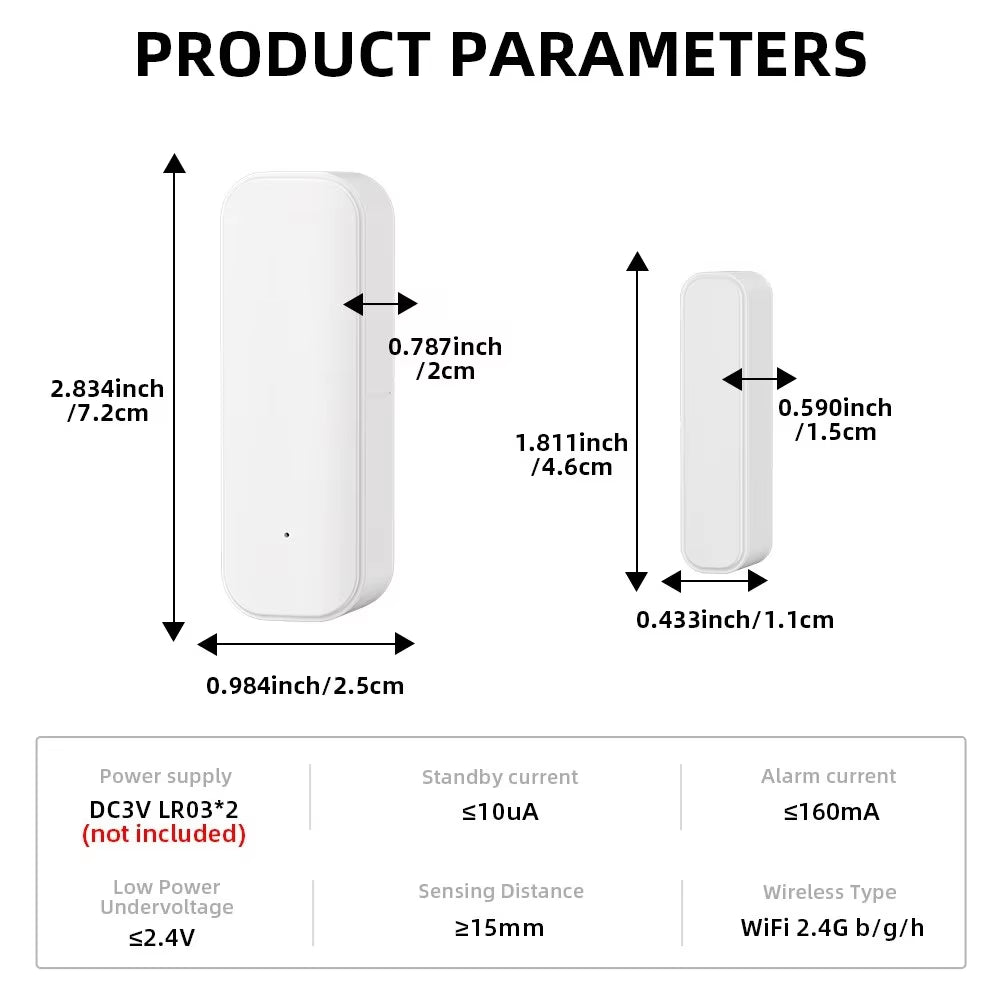 Wifi or Zigbee Window Door Sensor with Battery Smart Home Security Alarm System Voice Control via Alexa Google Home Smart